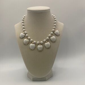 Vintage Trifari Milk Glass Beaded Apples and Gold Tone Necklace